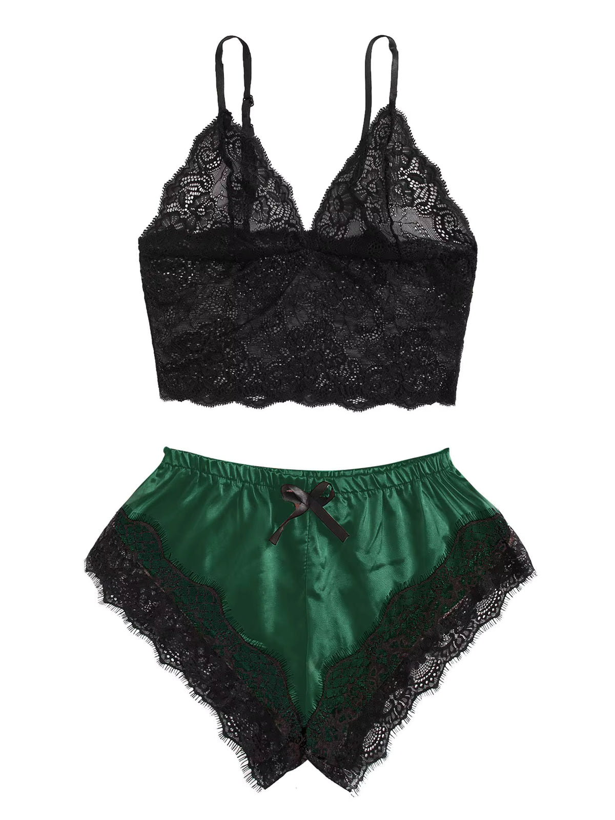 Satin Pajama Set | Women's Lace Cami & Shorts | Lightweight Summer Sleepwear | Steven & Levon