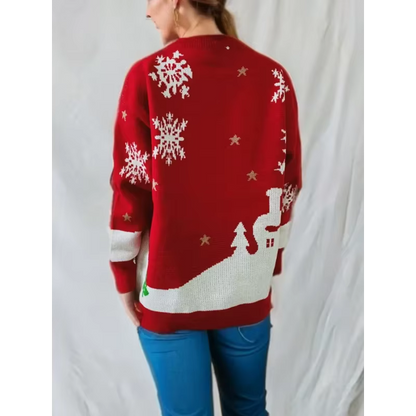 Women's Christmas Jumper | Snowman Knit Long Sleeve Pullover | Festive Sweater | Steven & Levon