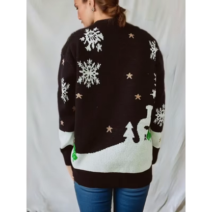 Women's Christmas Jumper | Snowman Knit Long Sleeve Pullover | Festive Sweater | Steven & Levon