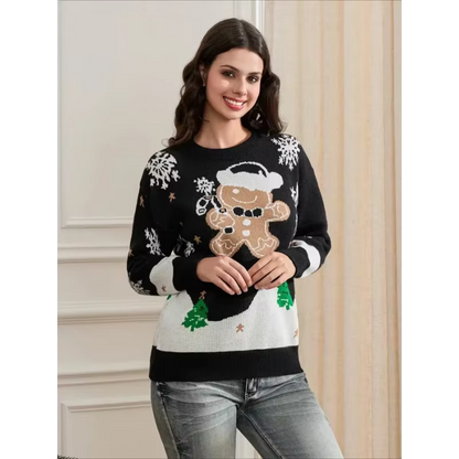 Women's Christmas Jumper | Snowman Knit Long Sleeve Pullover | Festive Sweater | Steven & Levon