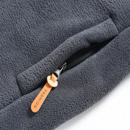 Men's Fleece Jacket | Stand Collar | Windproof Zip Front | Embroidery Detail | Steven & Levon