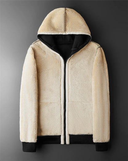 Men's Fleece Jacket | Thick Hooded Zip Front | Ribbed Cuffs | Winter Outerwear | Steven & Levon