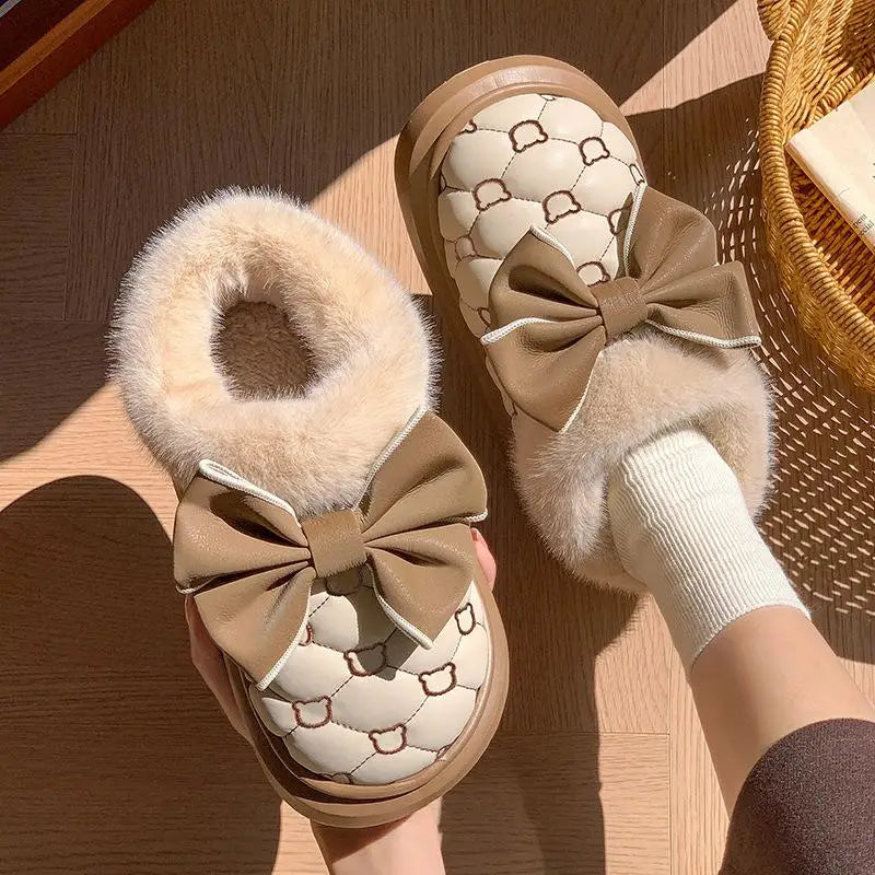 Women's Platform Ankle Boots | Bow Detail Slip On | Plush Lined Winter Shoes | Steven & Levon