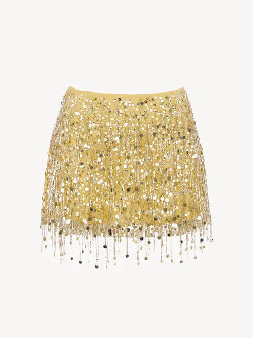 Women's Sequin Co Ord Set | Tassel Detail | Square Neck Top | Mini Skirt | Steven & Levon