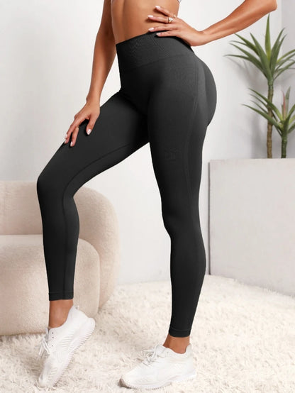 Women's High Waisted Gym Leggings | Seamless Knit | Push Up Fit | No Pockets | Steven & Levon