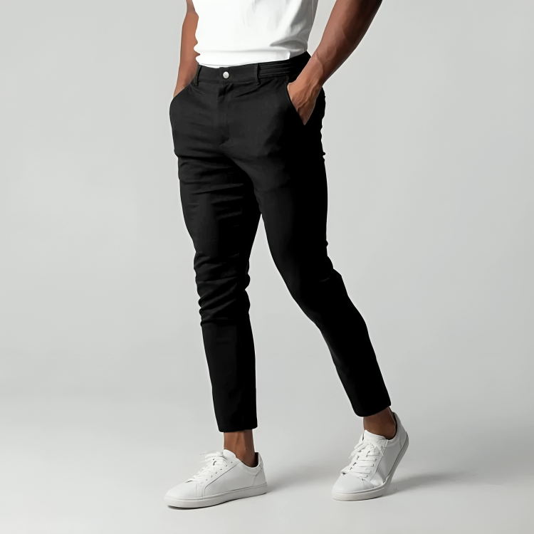 Slim Fit Chinos Work Trousers | Stretch Cotton Blend | Tapered Leg with Pockets | Steven & Levon