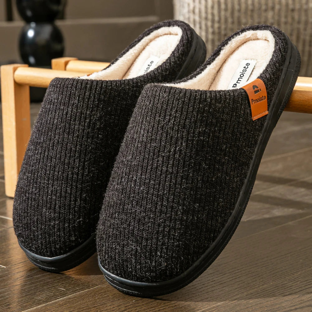 Men's Winter Slippers | Short Plush Insole | Anti Slip TPR Sole Indoor Shoes | Steven & Levon