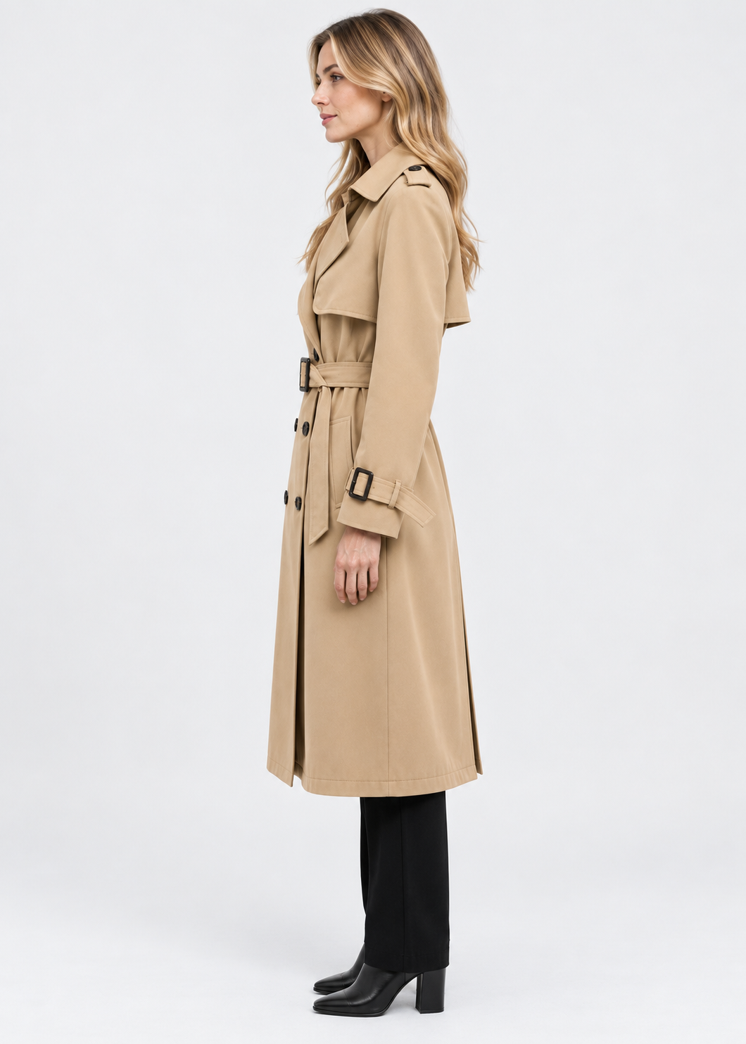 Women's Belted Trench Coat | Longline Winter Jacket | Elegant Outerwear | Steven & Levon
