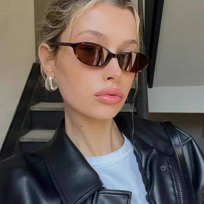 Small Oval Sunglasses | Women | UV400 Retro Eyewear | Slim Cat Eye Frame | Vintage Fashion Shades | Steven & Levon