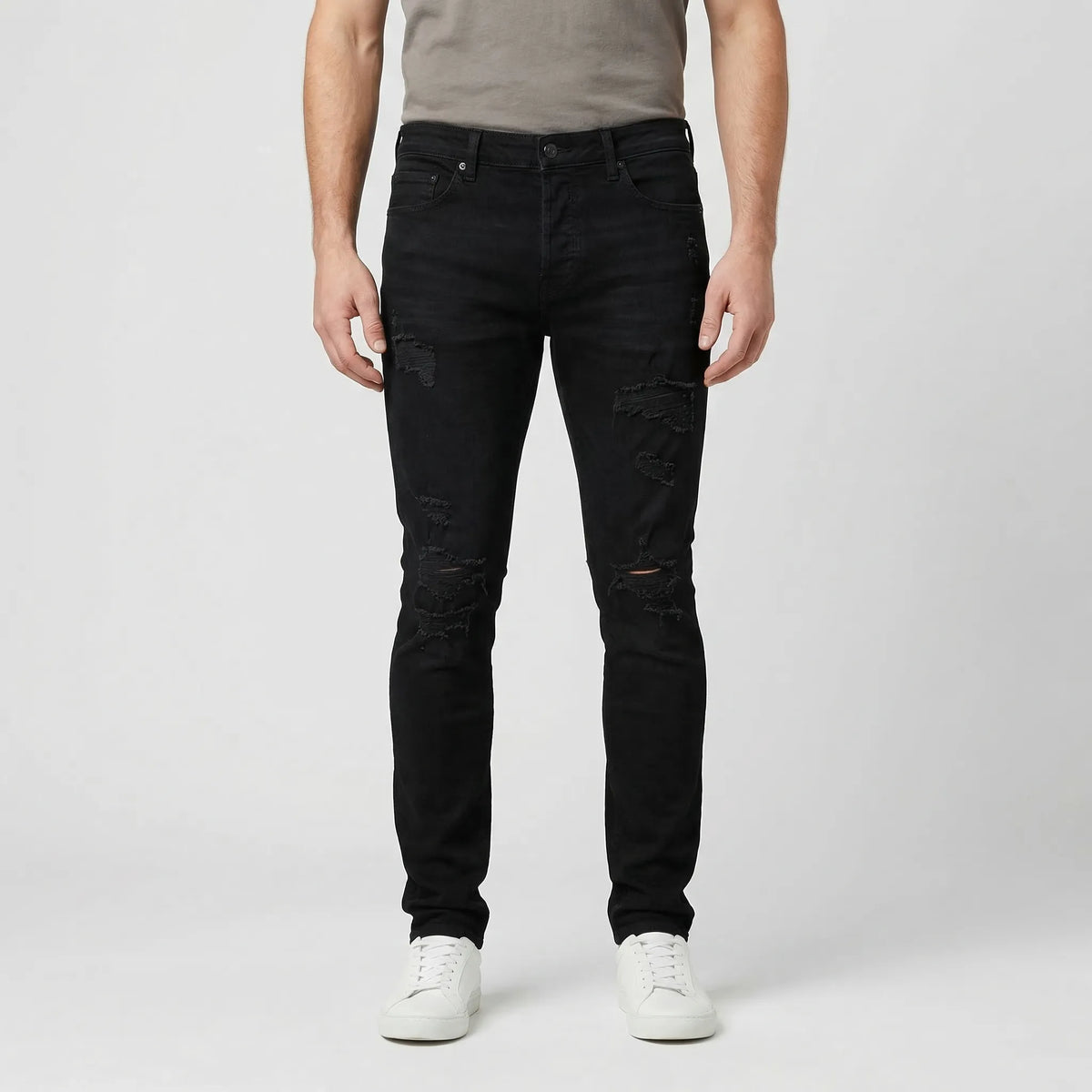 Skredge - Slim Fit Ripped Skinny Jeans  Everyday Casual Wear