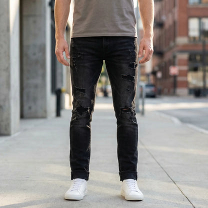 Skredge - Slim Fit Ripped Skinny Jeans  Everyday Casual Wear