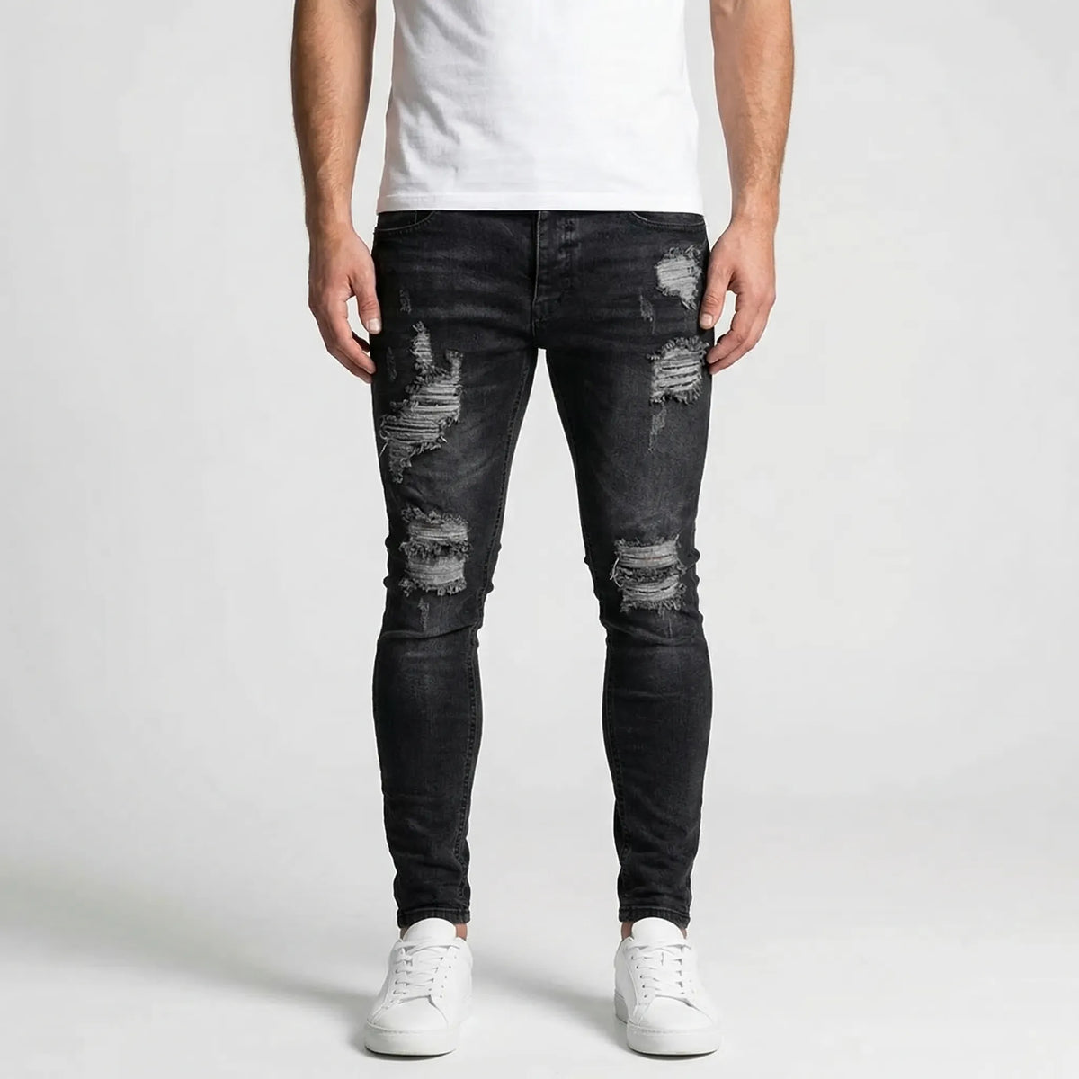 Skredge - Slim Fit Ripped Skinny Jeans  Everyday Casual Wear