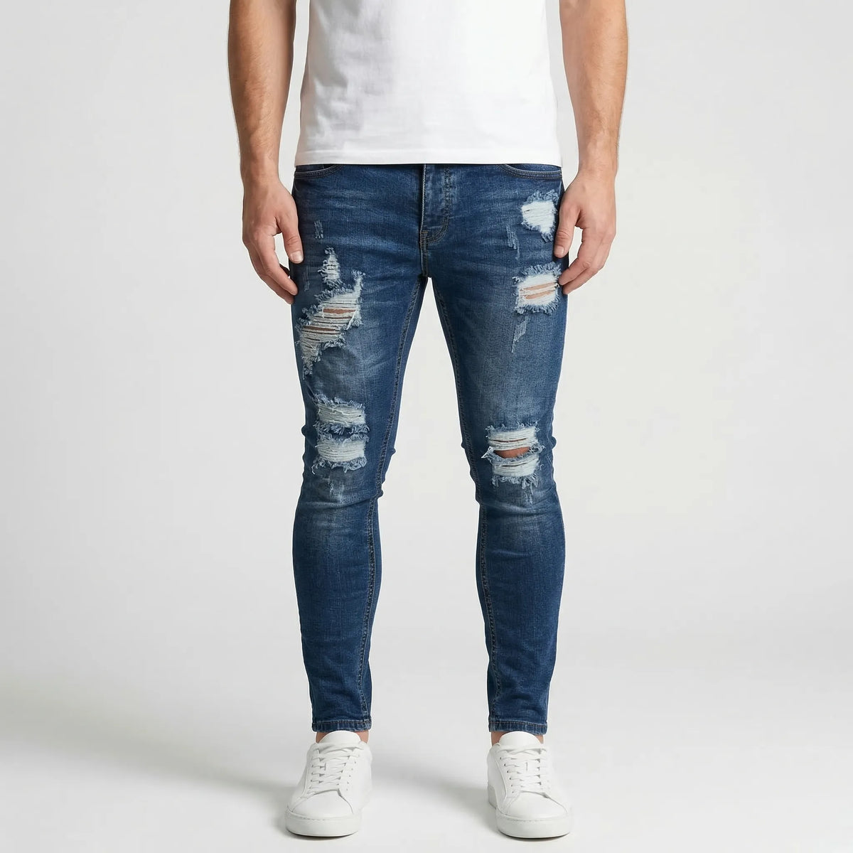 Skredge - Slim Fit Ripped Skinny Jeans  Everyday Casual Wear