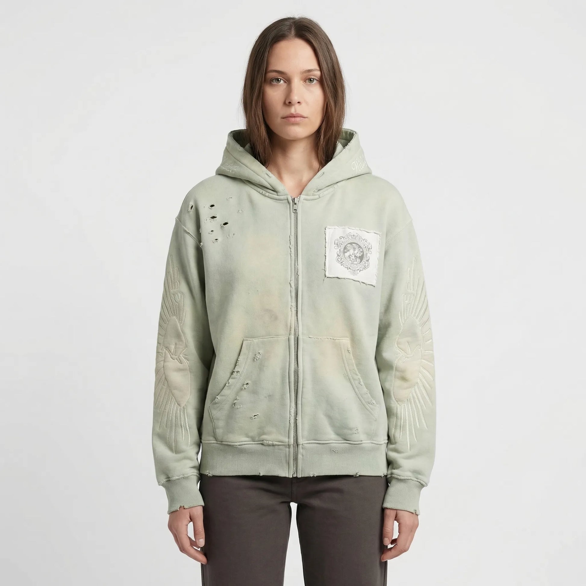 Skullgrafx - Zip-Up Graphic Print Hoodie  Street Style Layering