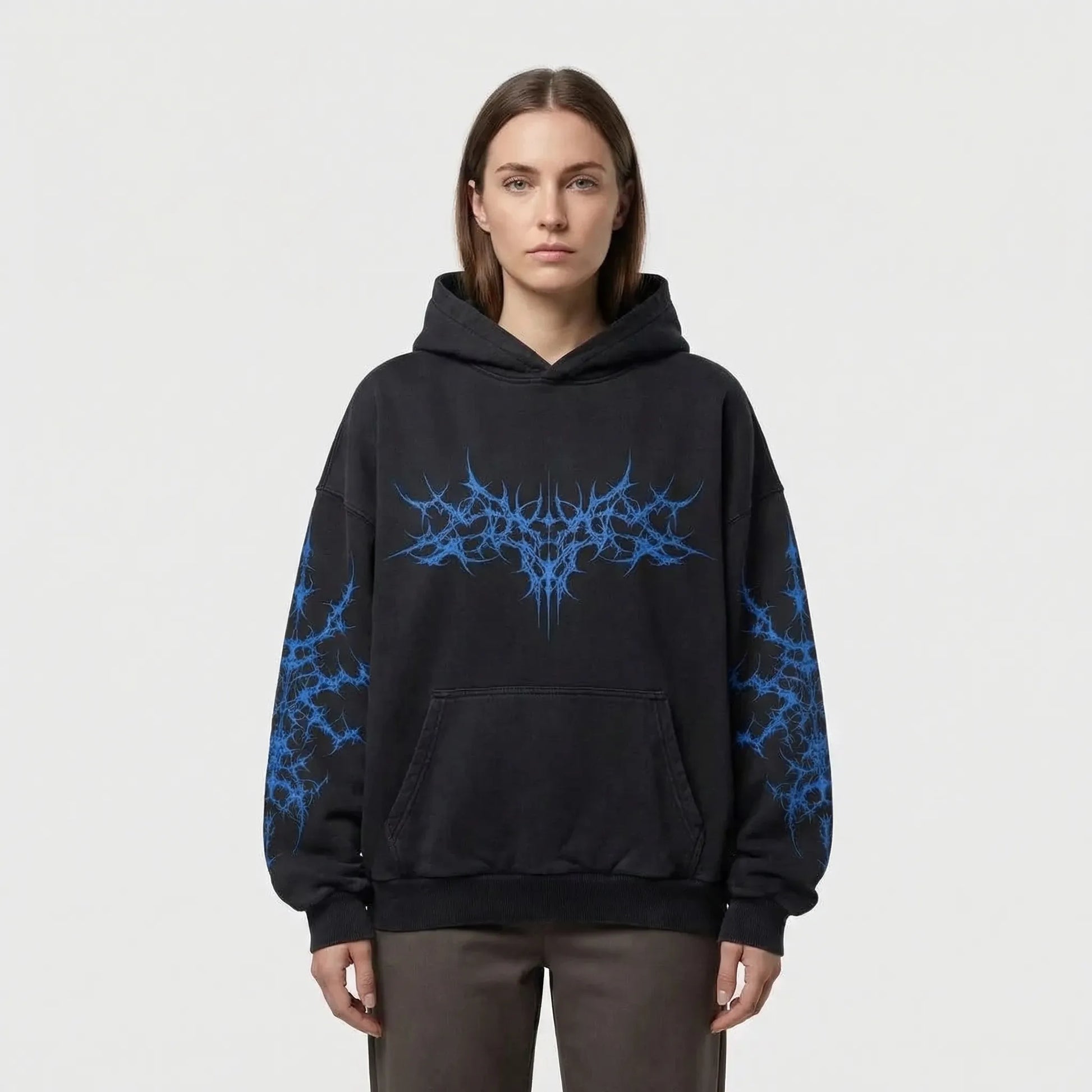 Skullgrafx - Zip-Up Graphic Print Hoodie  Street Style Layering