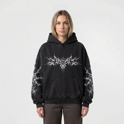 Skullgrafx - Zip-Up Graphic Print Hoodie  Street Style Layering