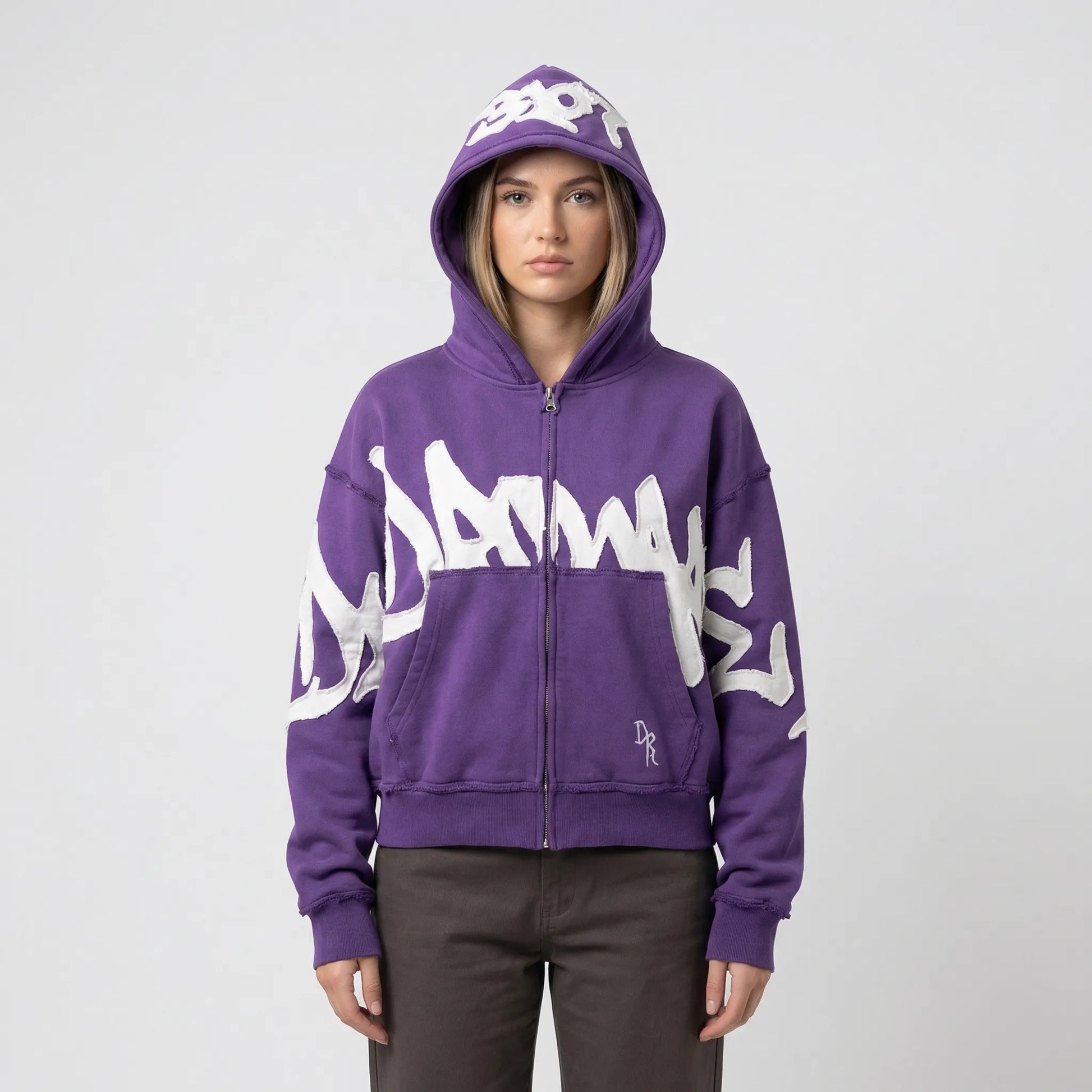Skullgrafx - Zip-Up Graphic Print Hoodie  Street Style Layering