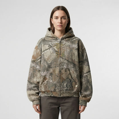 Skullgrafx - Zip-Up Graphic Print Hoodie  Street Style Layering
