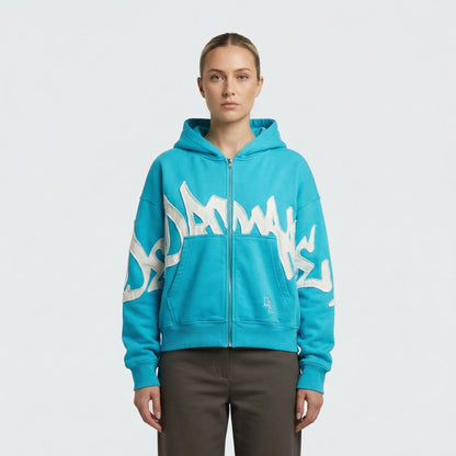 Skullgrafx - Zip-Up Graphic Print Hoodie  Street Style Layering
