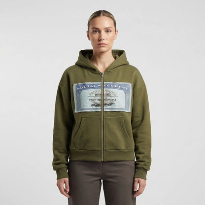 Skullgrafx - Zip-Up Graphic Print Hoodie  Street Style Layering