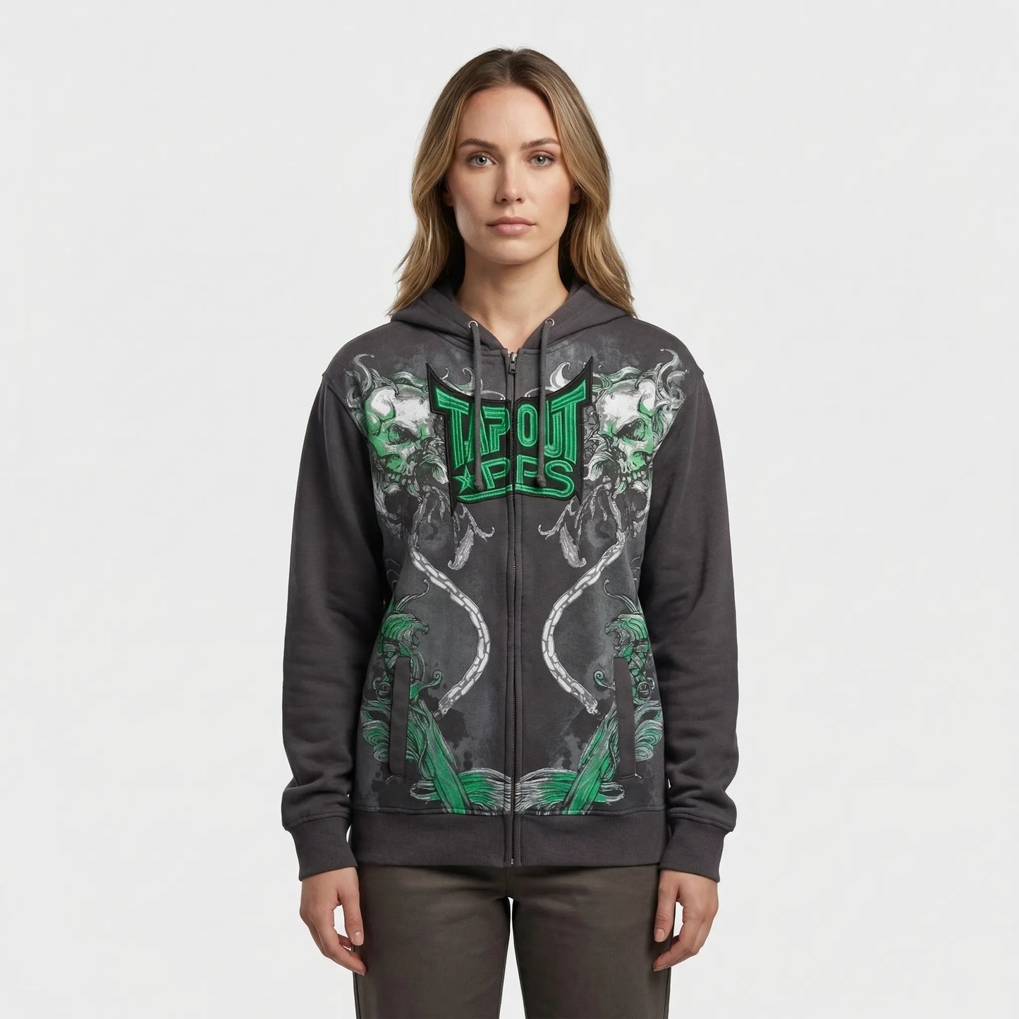 Skullgrafx - Zip-Up Graphic Print Hoodie  Street Style Layering