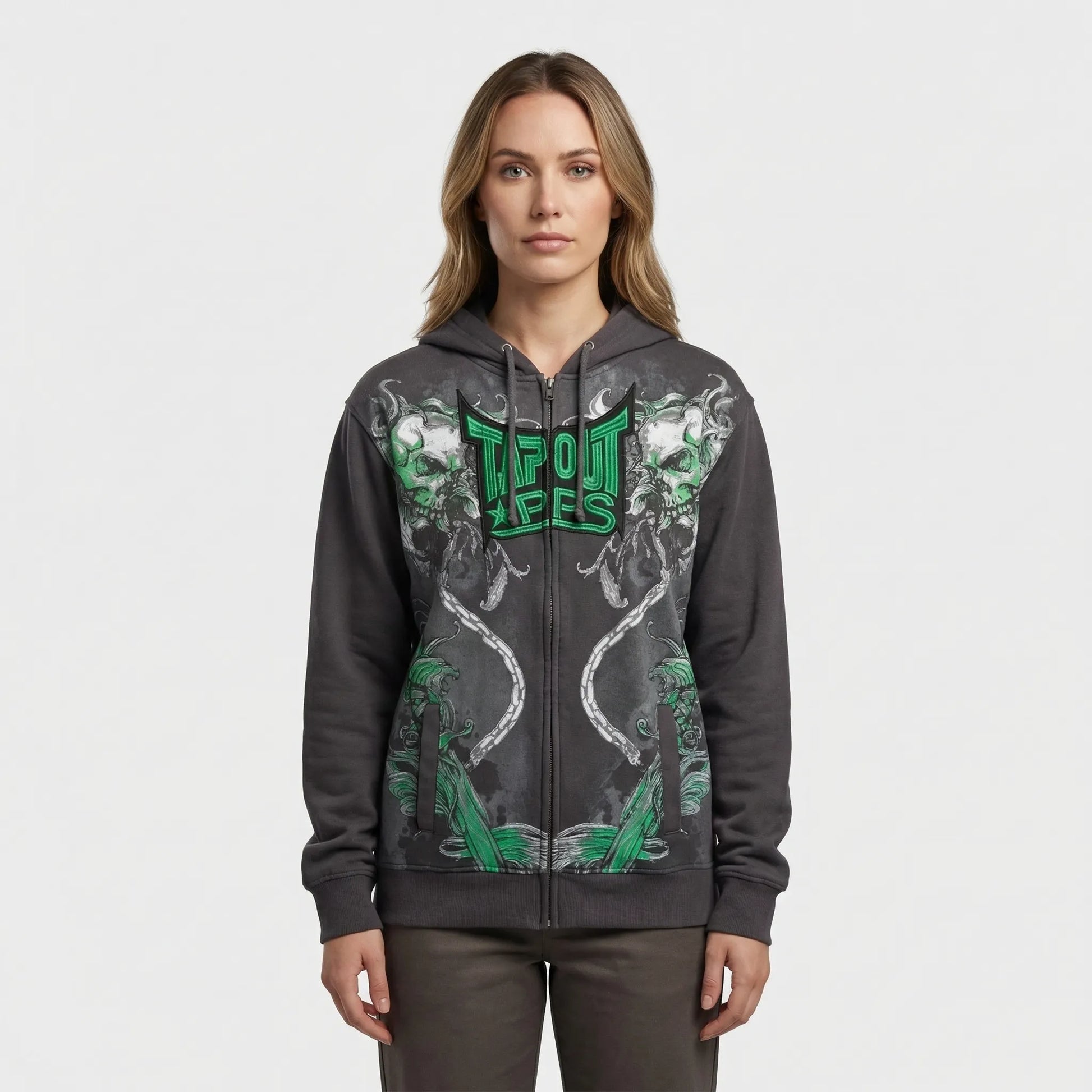 Skullgrafx - Zip-Up Graphic Print Hoodie  Street Style Layering