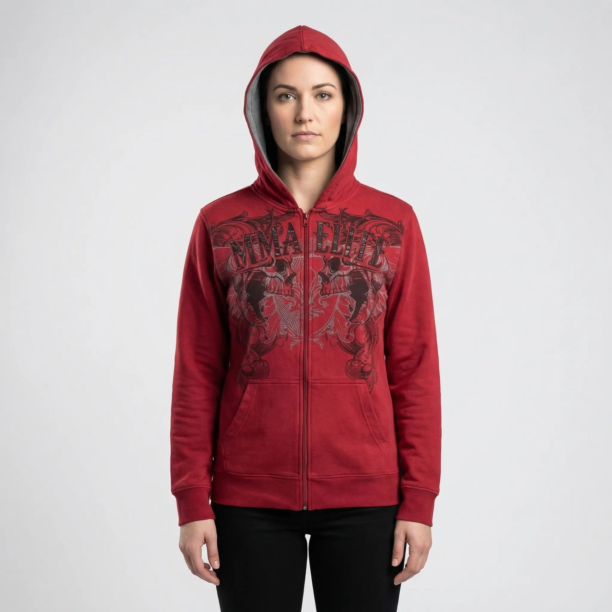 Skullgrafx - Zip-Up Graphic Print Hoodie  Street Style Layering