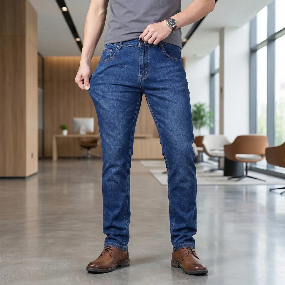 Slendrix - Slim Fit Stretch Denim Trousers  Everyday Smart-Casual Wear