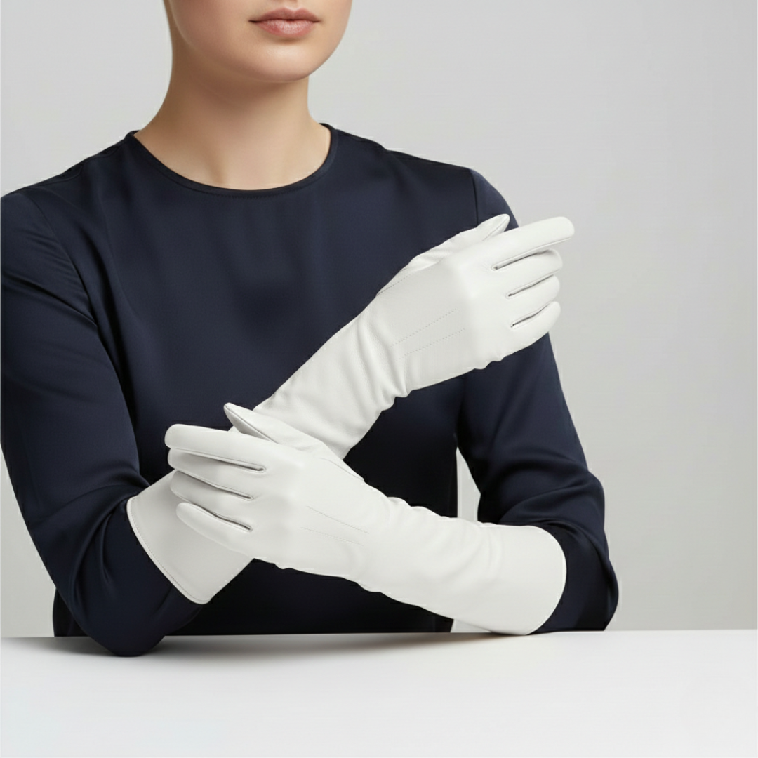 Long Leather Gloves | Women | Vegan Leather | Elegant Long Cuff | Winter Style | Steven & Levon