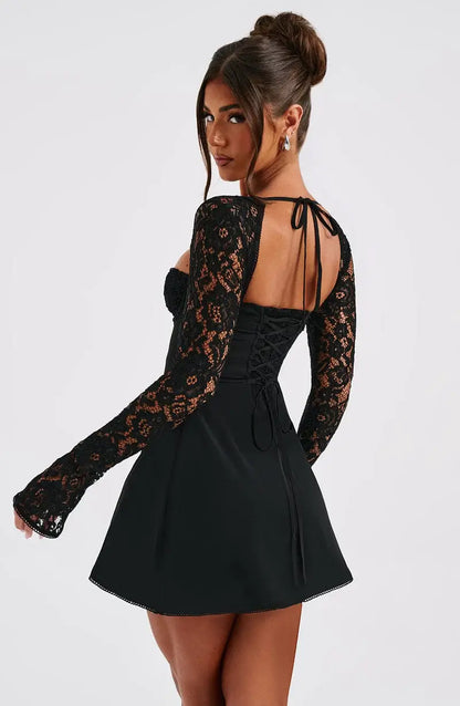 Lace Sleeve Bodycon Mini Dress | Women | Lace Detail | Long Sleeve Mini Dress | Steven & Levon