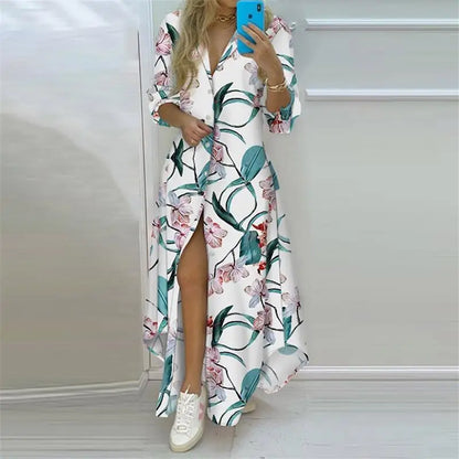 Maxi Dress | Women's Floral V-Neck Boho Dress | Short Sleeve | Steven & Levon