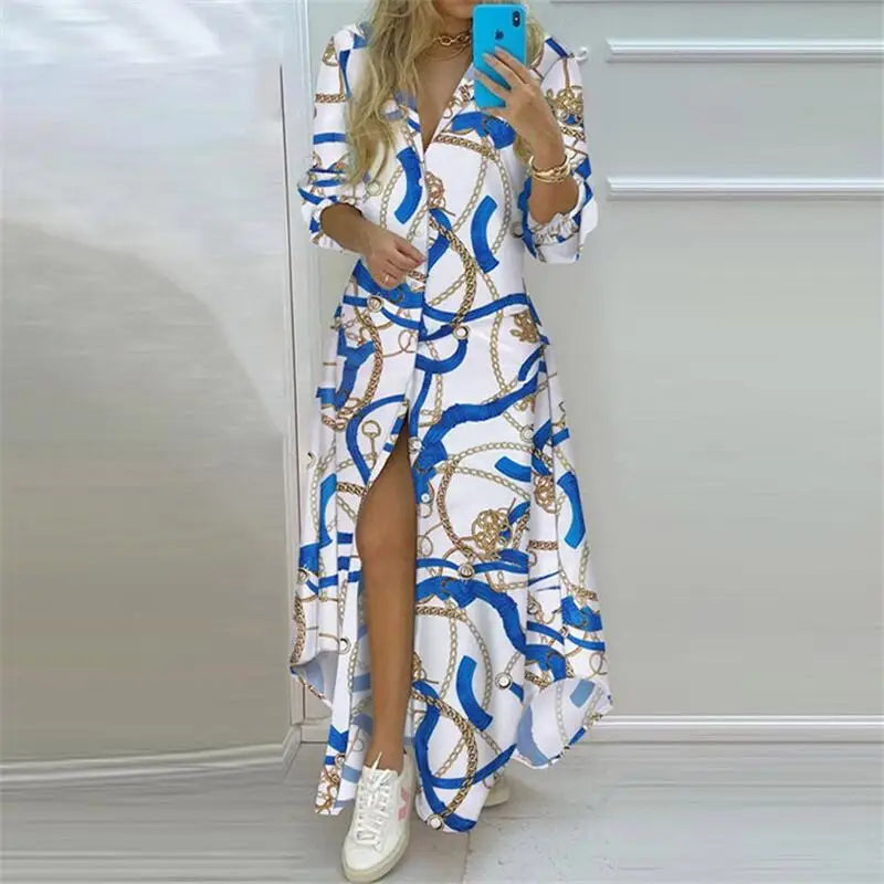 Maxi Dress | Women's Floral V-Neck Boho Dress | Short Sleeve | Steven & Levon