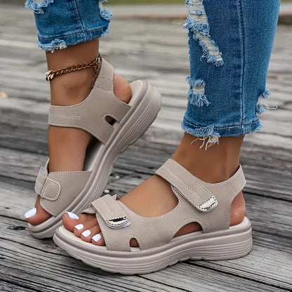 Women's Comfort Platform Sandals | Adjustable Hook & Loop Straps | Lightweight Cushioned Walking Shoes | Steven & Levon