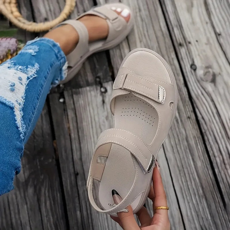 Women's Comfort Platform Sandals | Adjustable Hook & Loop Straps | Lightweight Cushioned Walking Shoes | Steven & Levon