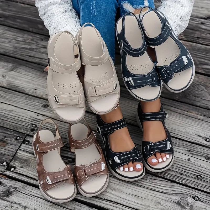 Women's Comfort Platform Sandals | Adjustable Hook & Loop Straps | Lightweight Cushioned Walking Shoes | Steven & Levon