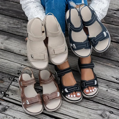 Women's Comfort Platform Sandals | Adjustable Hook & Loop Straps | Lightweight Cushioned Walking Shoes | Steven & Levon