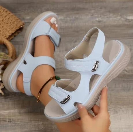 Women's Comfort Platform Sandals | Adjustable Hook & Loop Straps | Lightweight Cushioned Walking Shoes | Steven & Levon
