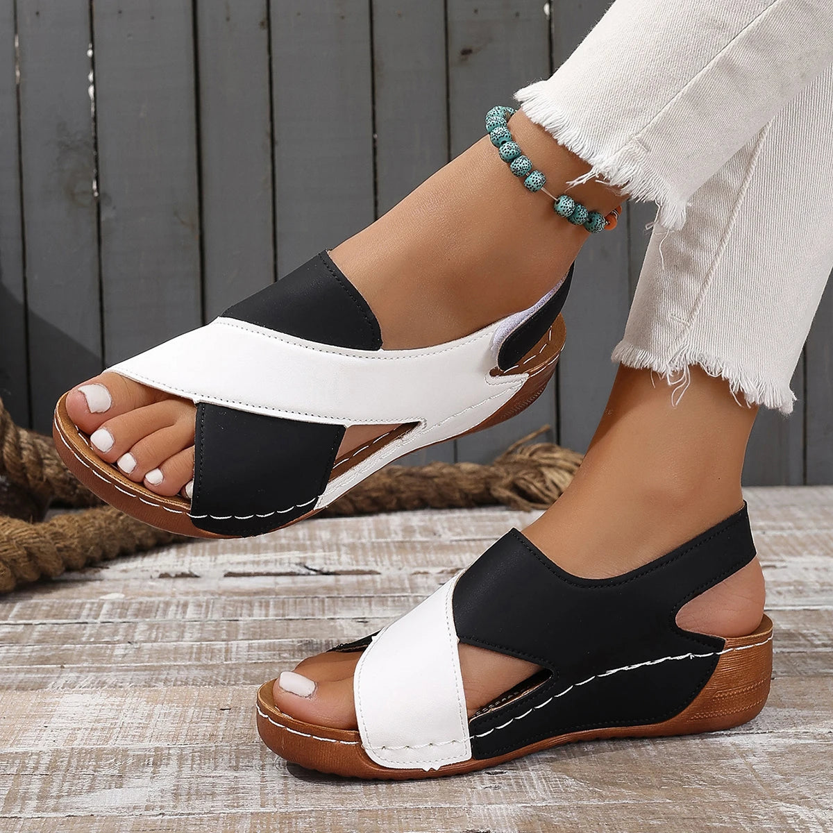 Women's Comfort Wedge Sandals | Open Toe Slingback | Casual Walking Shoes | Lightweight Platform | Steven & Levon