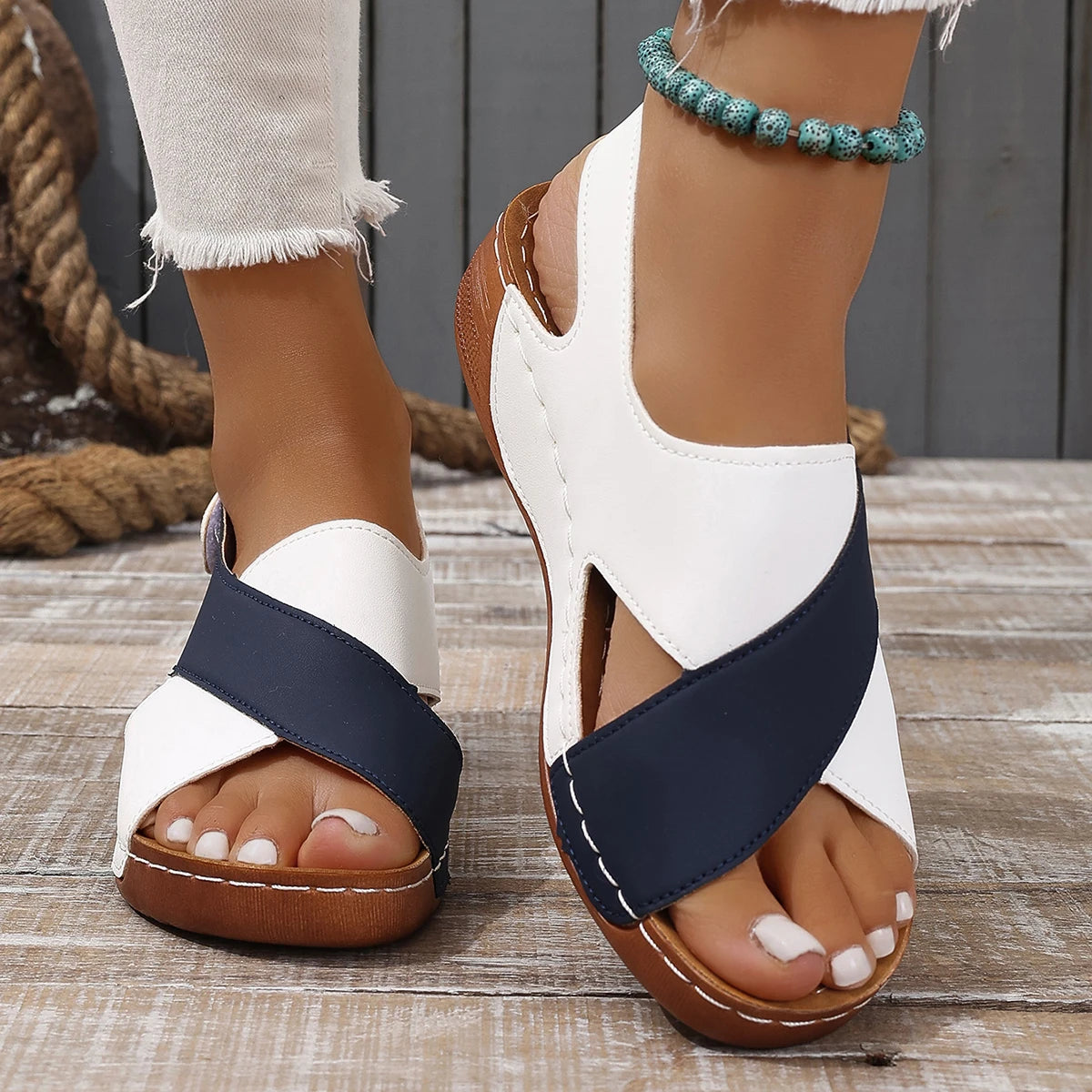 Women's Comfort Wedge Sandals | Open Toe Slingback | Casual Walking Shoes | Lightweight Platform | Steven & Levon