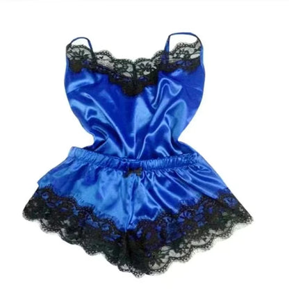 Women's Silk Pajama Set | Lace Cami & Shorts | Summer Sleepwear | Steven & Levon