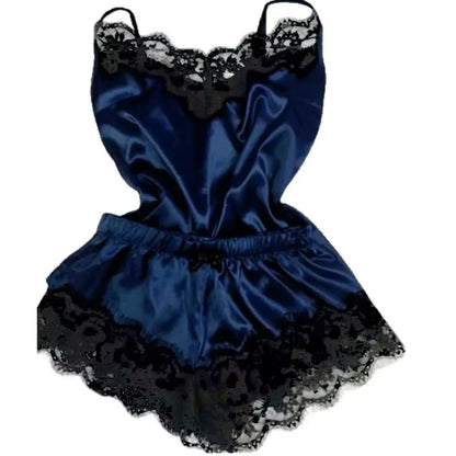 Women's Silk Pajama Set | Lace Cami & Shorts | Summer Sleepwear | Steven & Levon