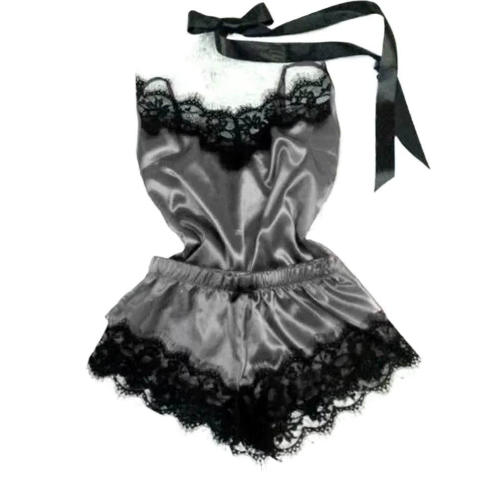 Women's Silk Pajama Set | Lace Cami & Shorts | Summer Sleepwear | Steven & Levon