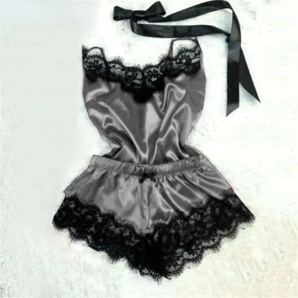 Women's Silk Pajama Set | Lace Cami & Shorts | Summer Sleepwear | Steven & Levon