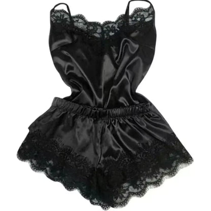 Women's Silk Pajama Set | Lace Cami & Shorts | Summer Sleepwear | Steven & Levon