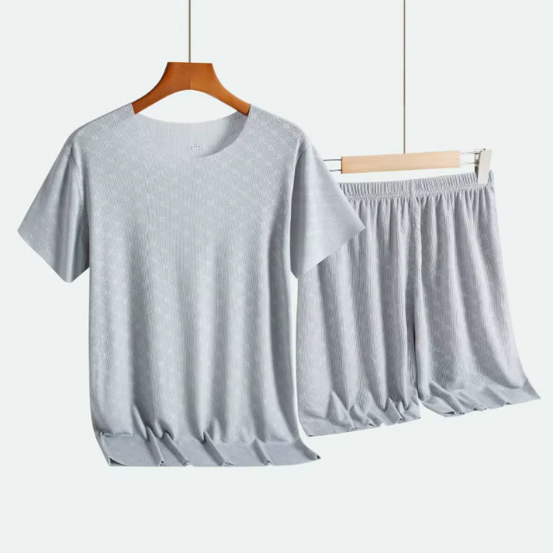 Printed Loungewear | Men's Pajama | Ice Silk | T-Shirt & Shorts | Summer | Steven & Levon
