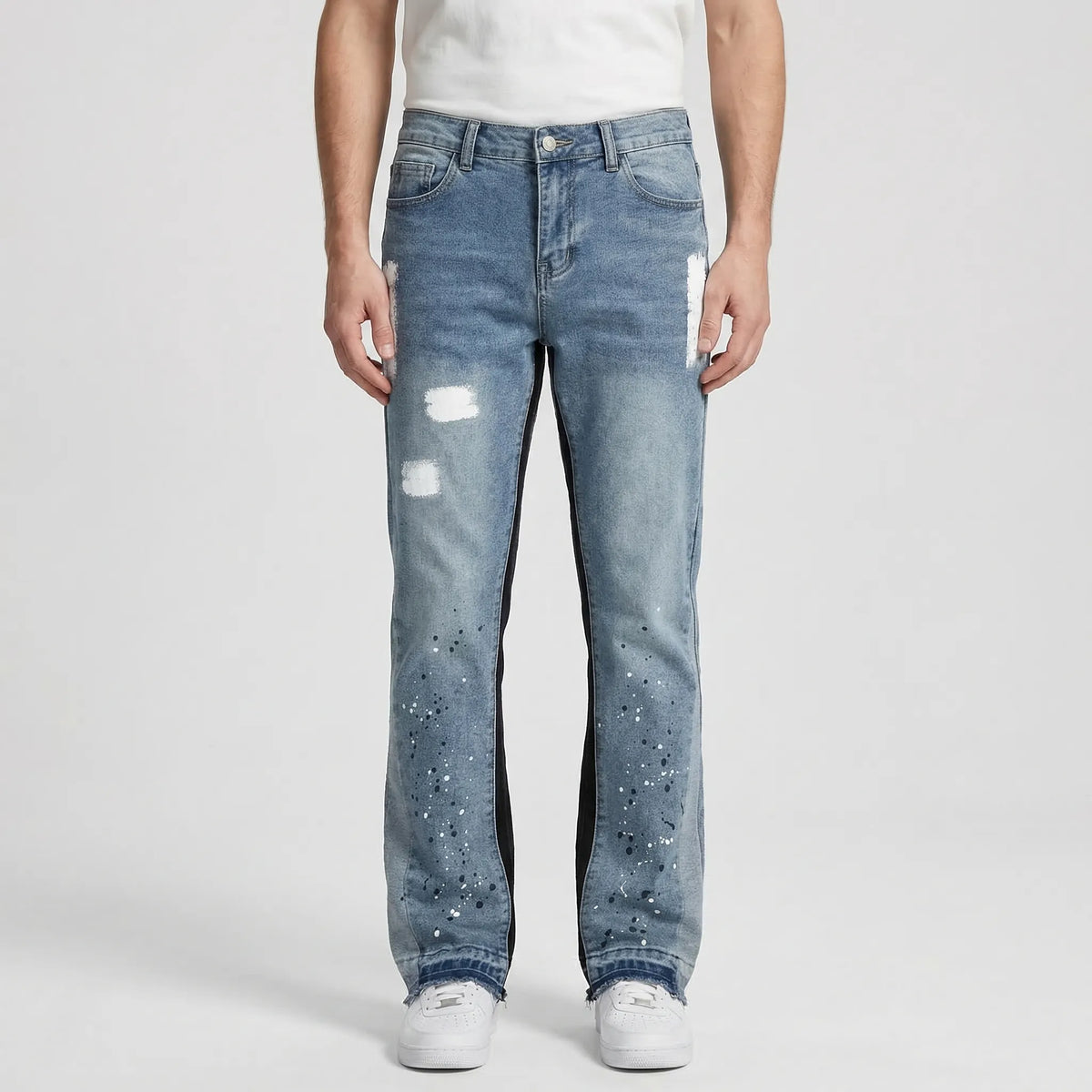 Splashcut - Washed Loose Straight Micro-Flared Jeans  Everyday Street Style