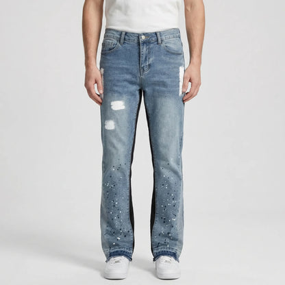 Splashcut - Washed Loose Straight Micro-Flared Jeans  Everyday Street Style