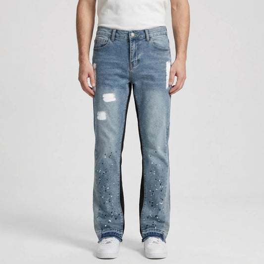 Splashcut - Washed Loose Straight Micro-Flared Jeans  Everyday Street Style