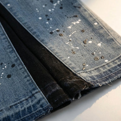 Splashcut - Washed Loose Straight Micro-Flared Jeans  Everyday Street Style