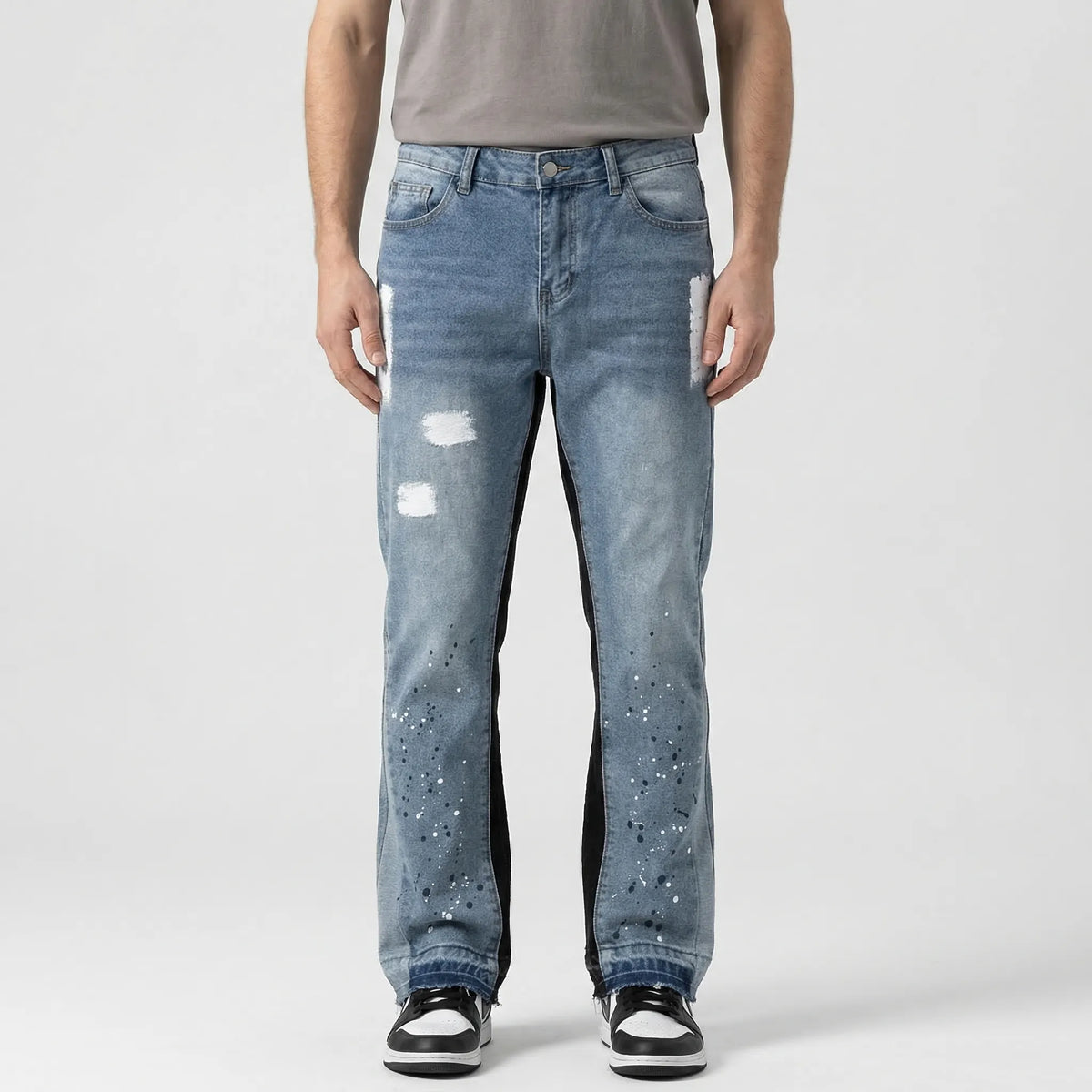 Splashcut - Washed Loose Straight Micro-Flared Jeans  Everyday Street Style